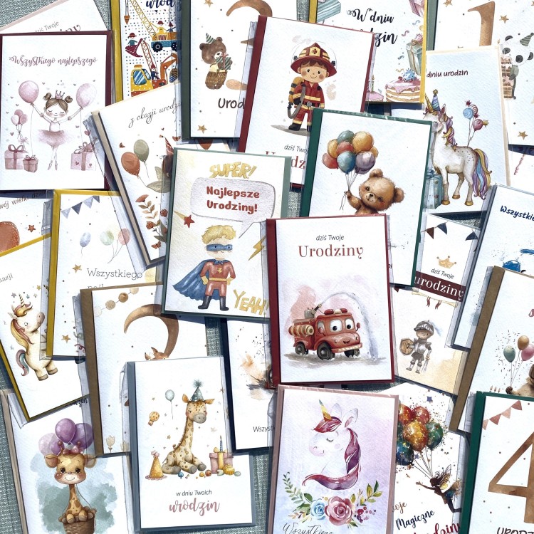 Kartki okolicznościowe hurt -25szt różnych kart